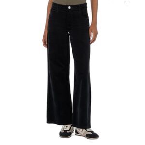 Kut From The Kloth NWT Women's Black Velvet High Rise Flare Jeans Size 12